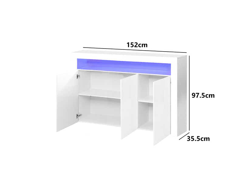 Glansig White Buffet with LED Light Combo