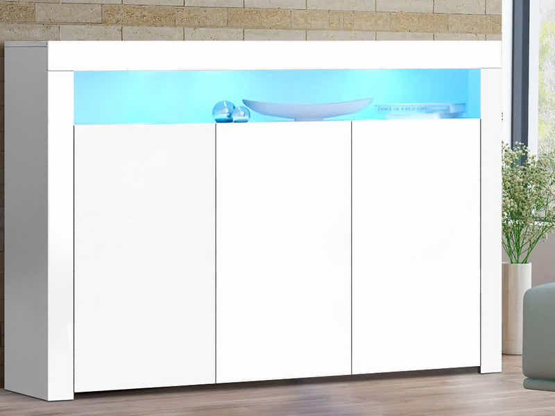 Glansig White Buffet with LED Light Combo