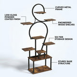 DS BS 6 Tier Curved Flower Stand | Peach wood color +