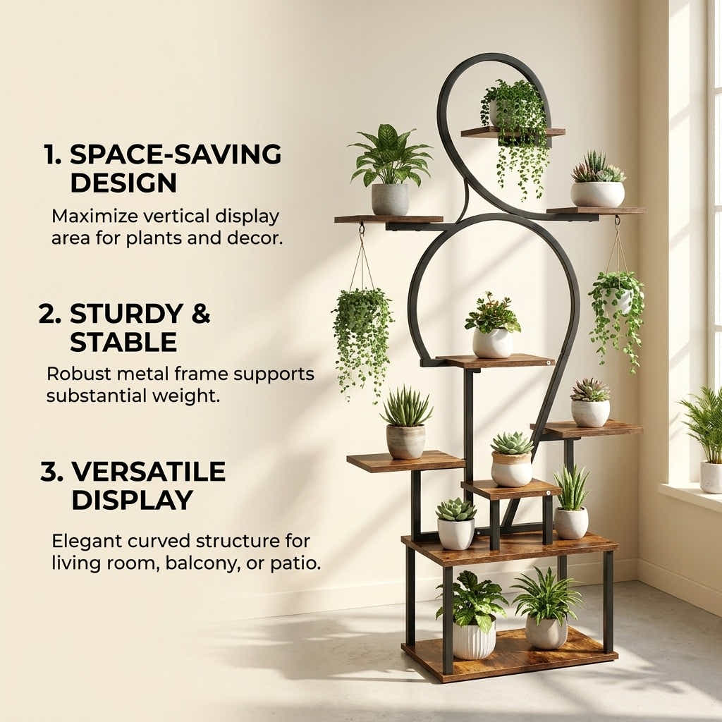 DS BS 6 Tier Curved Flower Stand | Peach wood color +