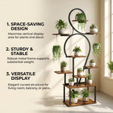 DS BS 6 Tier Curved Flower Stand | Peach wood color +