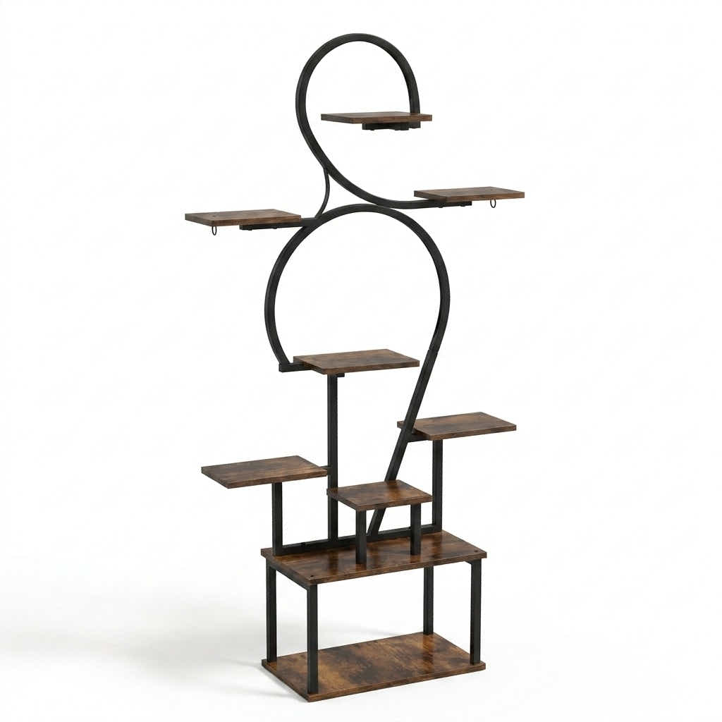 DS BS 6 Tier Curved Flower Stand | Peach wood color +