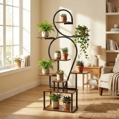 DS BS 6 Tier Curved Flower Stand | Peach wood color +