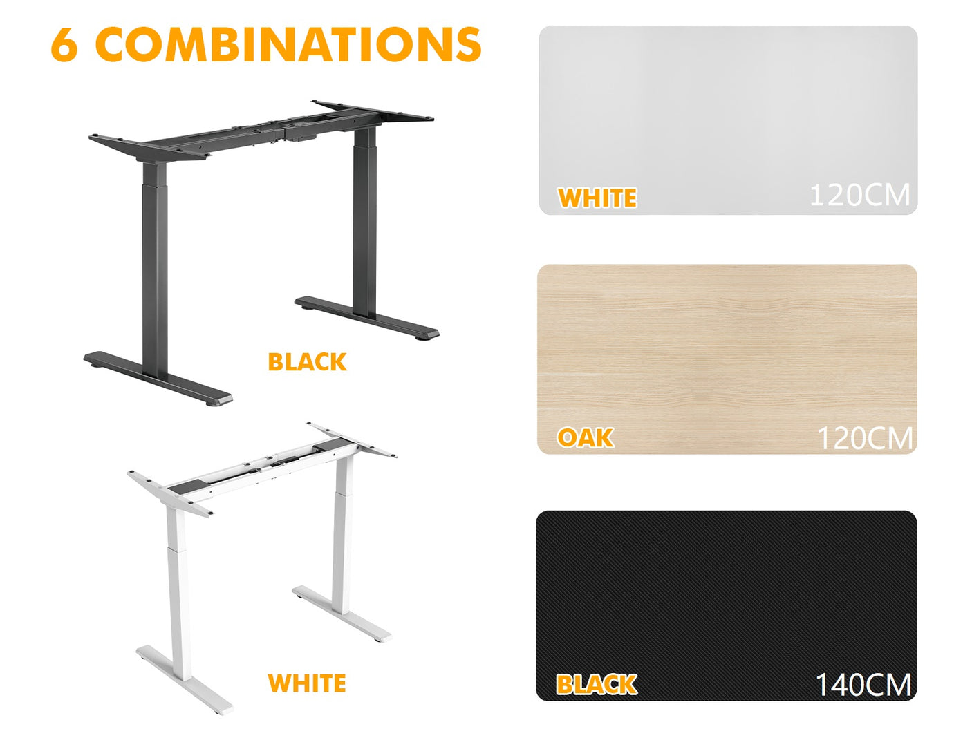 Table Top Black + Height Adjustable Desk