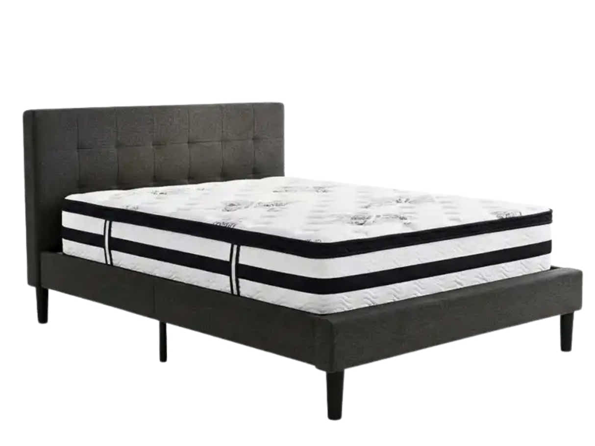 Soni Linen Bed Frame & Euro Top Mattress K34 - Double