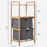 DS BS Natural Bamboo 2-Tier Multifunctional 2 Drawer Basket Rack