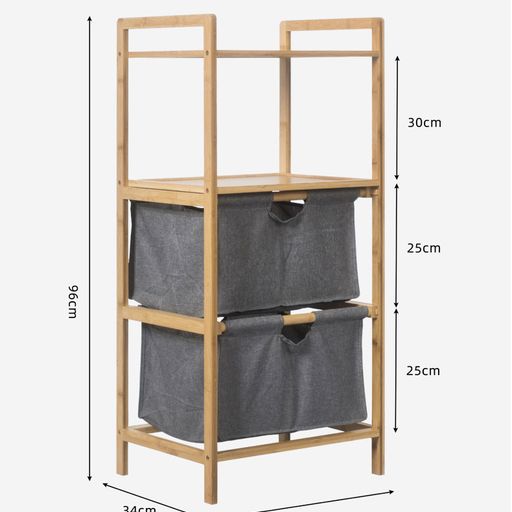 DS BS Natural Bamboo 2-Tier Multifunctional 2 Drawer Basket Rack