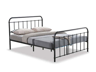 Darcy Black Bed with Bonnell Mattress Combo - Queen