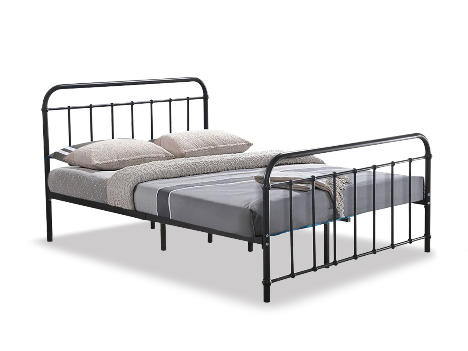 Darcy Black Bed with Bonnell Mattress Combo - Queen