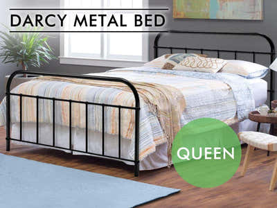 Darcy Black Bed with Bonnell Mattress Combo - Queen