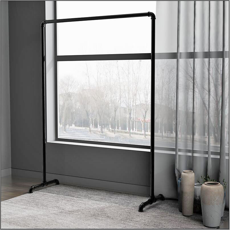 DS BS Industrial Freestanding Pipe Clothing Rack 150X150cm-Black