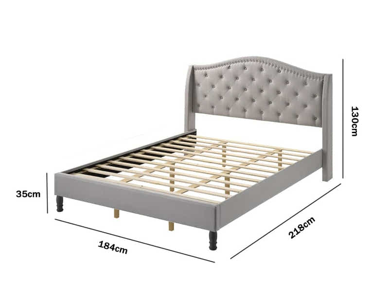Lizina King Bedframe - Light Grey