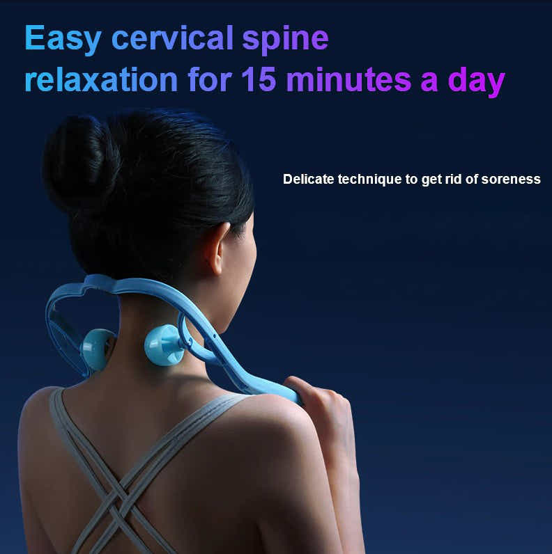 DS BS Dual Trigger Neck Shoulder Point Roller Pulse Massager-Gray