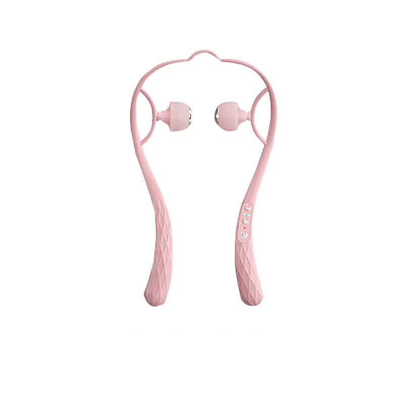 DS BS Dual Trigger Neck Shoulder Point Roller Pulse Massager-Pink