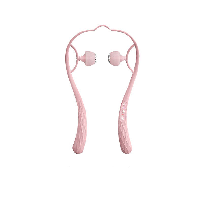 DS BS Dual Trigger Neck Shoulder Point Roller Pulse Massager-Pink