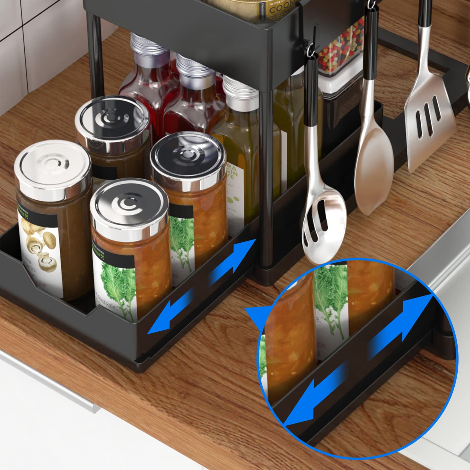 DS BS 2-Tier Kitchen/Under-Sink Slim Pull Out Sliding Storage