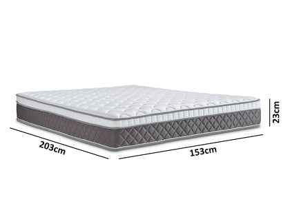 Galenia Fabric Bed Queen Beige with Mem23 Mattress