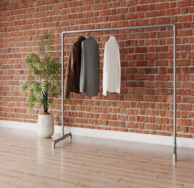 DS BS Industrial Freestanding Pipe Clothing Rack 180X150cm-Sliver