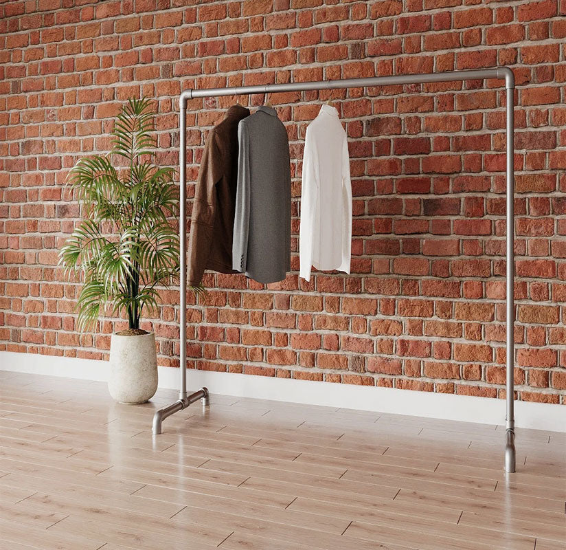 DS BS Industrial Freestanding Pipe Clothing Rack 180X150cm-Sliver