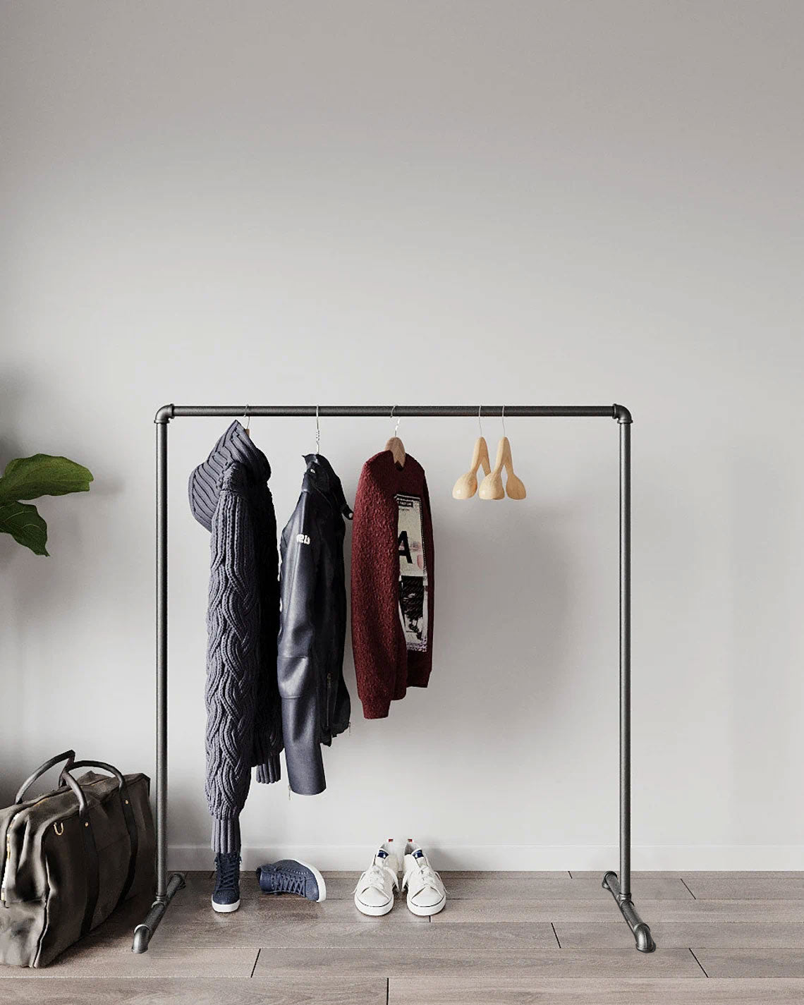 DS BS Industrial Freestanding Pipe Clothing Rack 150X150cm-Black