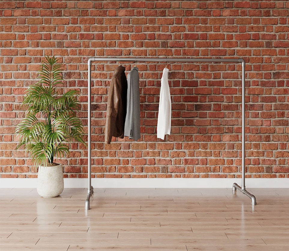 DS BS Industrial Freestanding Pipe Clothing Rack 180X150cm-Sliver