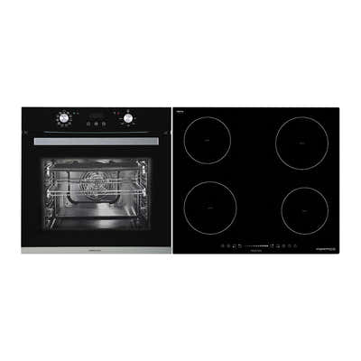 Parmco PPB10I02-600mm 10 Function Black Oven and 600mm 4 Element Black Cooktop