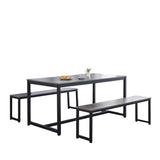3-Piece Grey Marble Look Dining Set