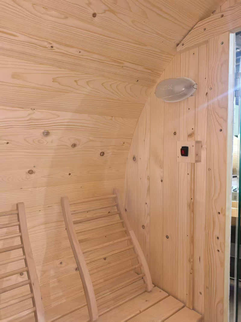 Quilo 4 Person Outdoor Barrel Sauna with Porch