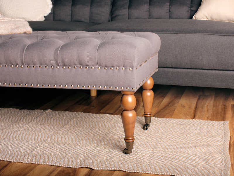 Bellay Linen Ottoman Bench - Light Grey