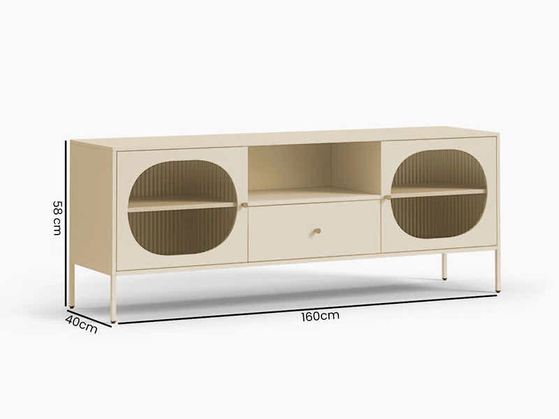 Lonna Steel Entertainment Unit Butter Cream - 160 cm