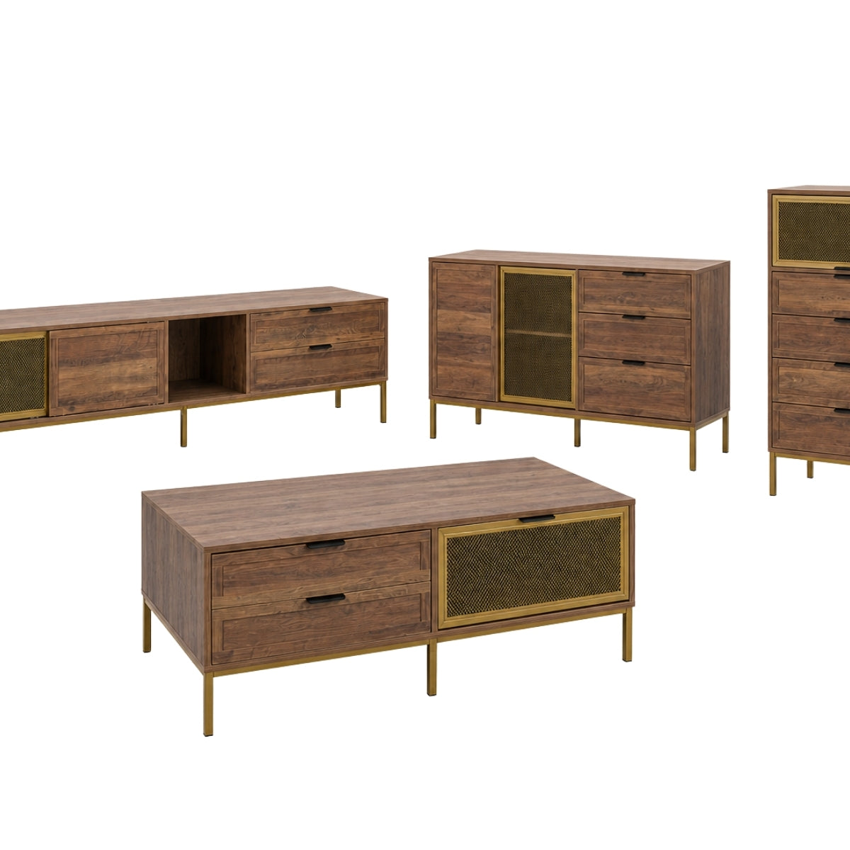 Olveston Living Room Set | Walnut Storage | TSB Living NZ