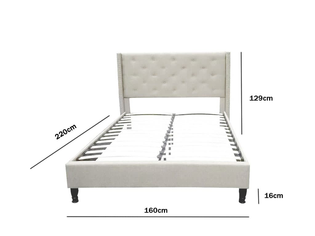DS Lisbeth Fabric Queen Bed Frame - Beige