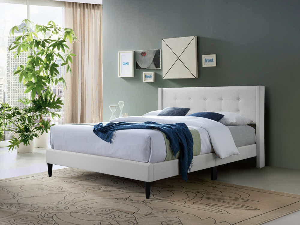 Vele‑C Bed Frame White & Euro Top Mattress J32 - Double