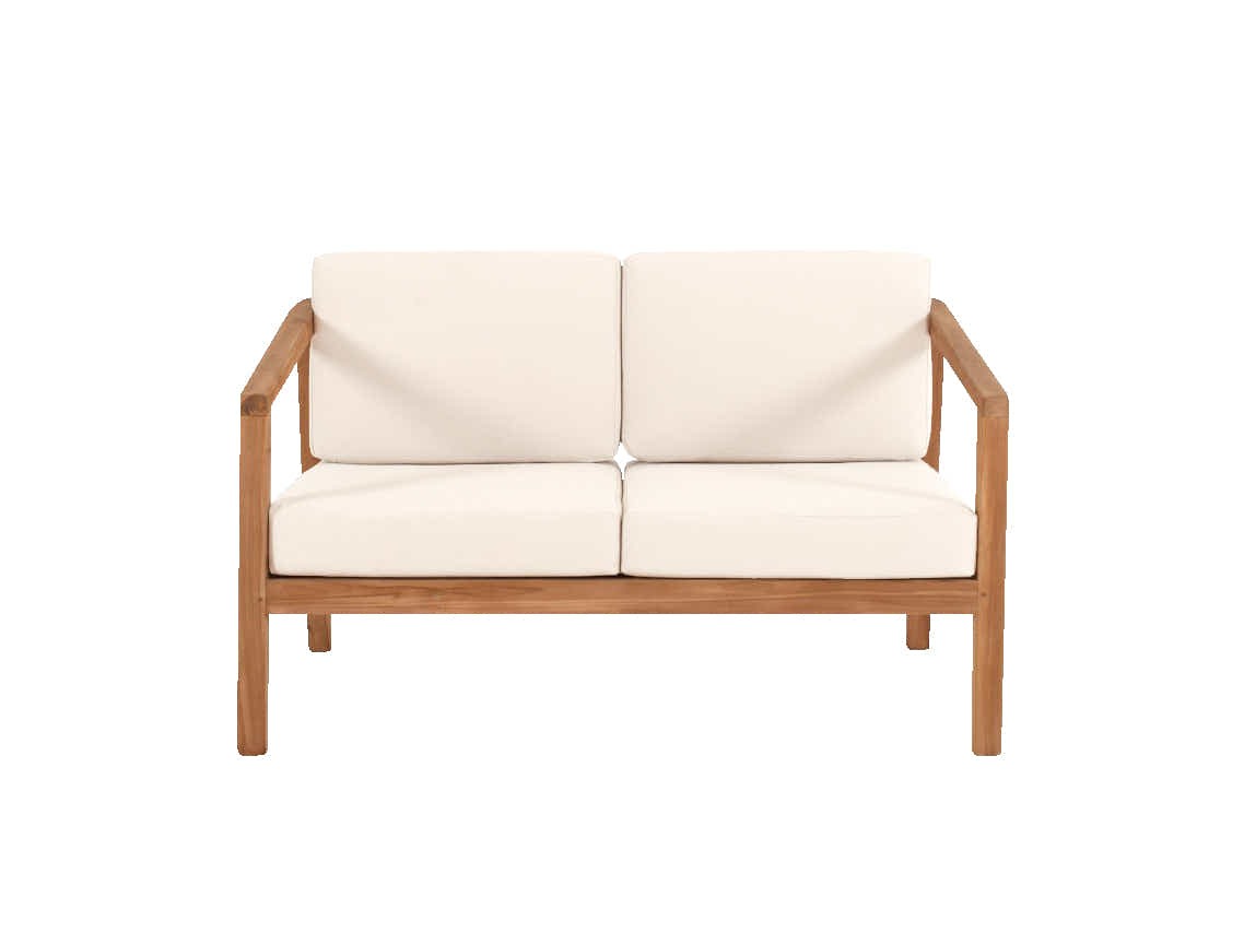 Jason 2-Seater Teak Wood Outdoor Chair – Cream
