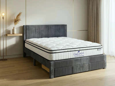 Rae Bed Frame With Drawer & Boucle22 Mattress - King