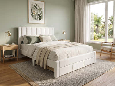 Manolo Bed Frame With Drawer - Double