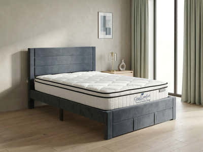 Heloise Bed Frame With Drawer & Boucle22 Mattress - Double