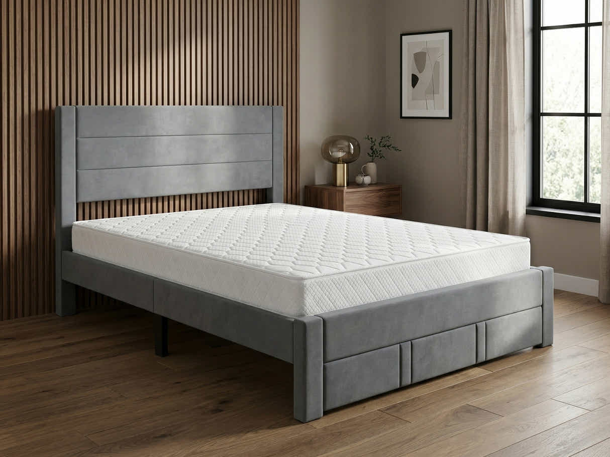 Heloise Bed Frame With Drawer & Bon15 Mattress - Double