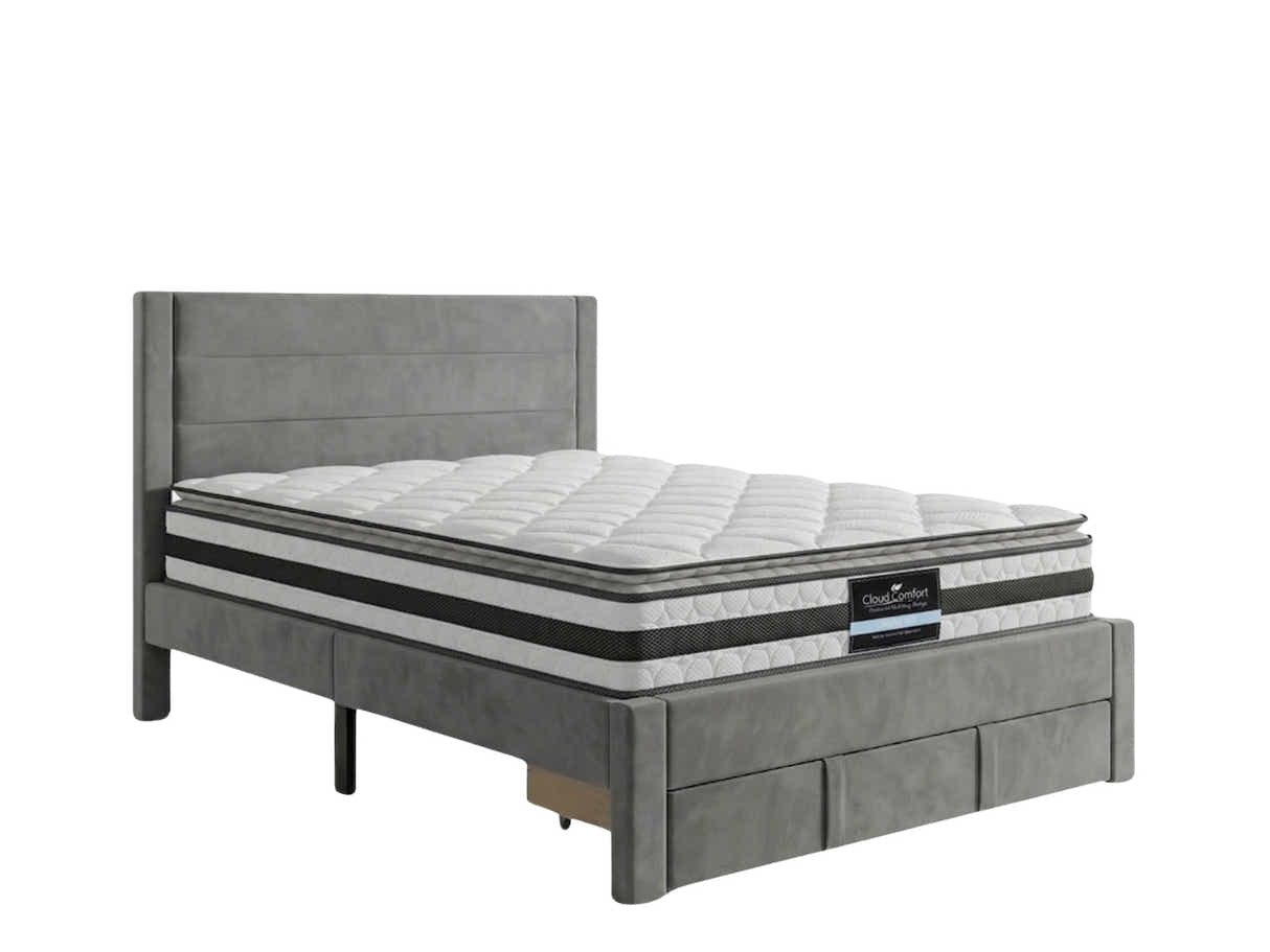 Heloise Bed Frame With Drawer & Bon21 Mattress - Double
