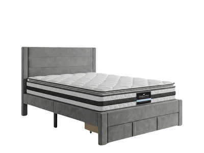 Heloise Bed Frame With Drawer & Bon21 Mattress - Double