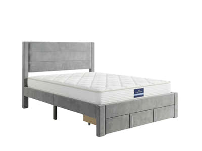 Heloise Bed Frame With Drawer & PIL20 Mattress with Pillows - Double