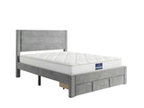 Heloise Bed Frame With Drawer & PIL20 Mattress with Pillows - Double