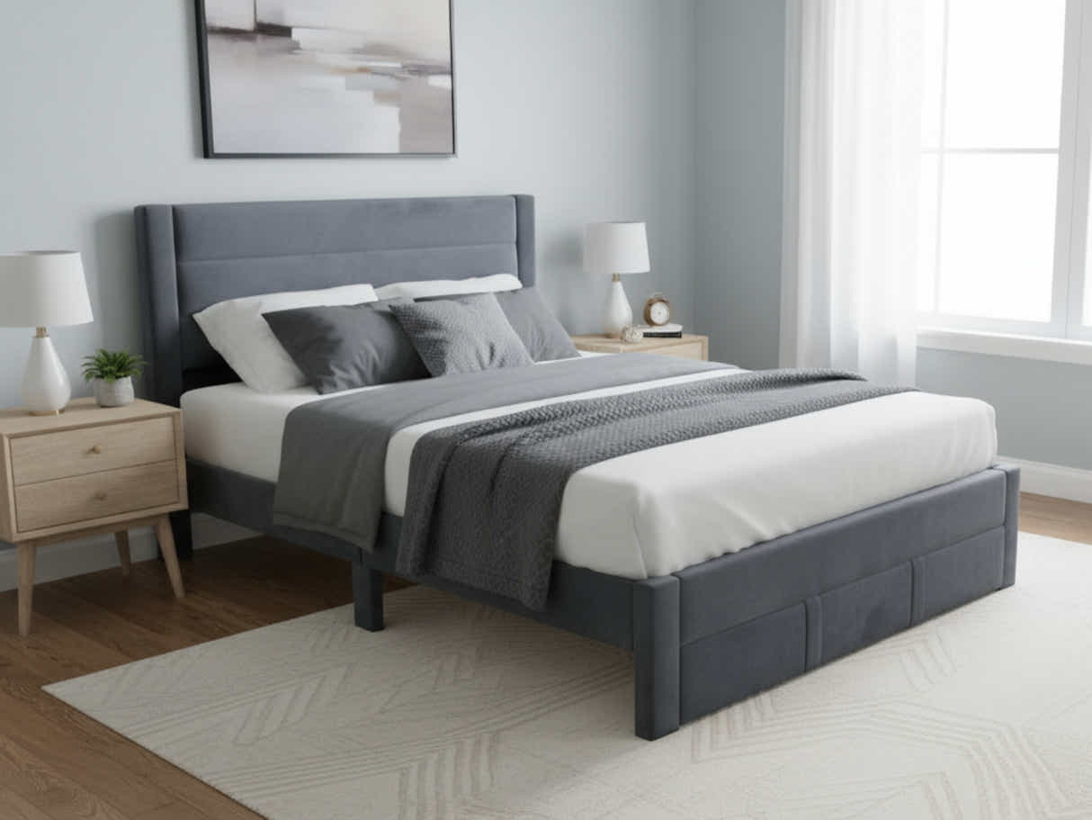 DS Heloise Bed Frame With Drawer - Queen