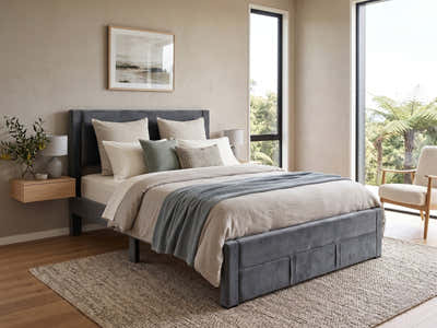Heloise Bed Frame With Drawer - Queen