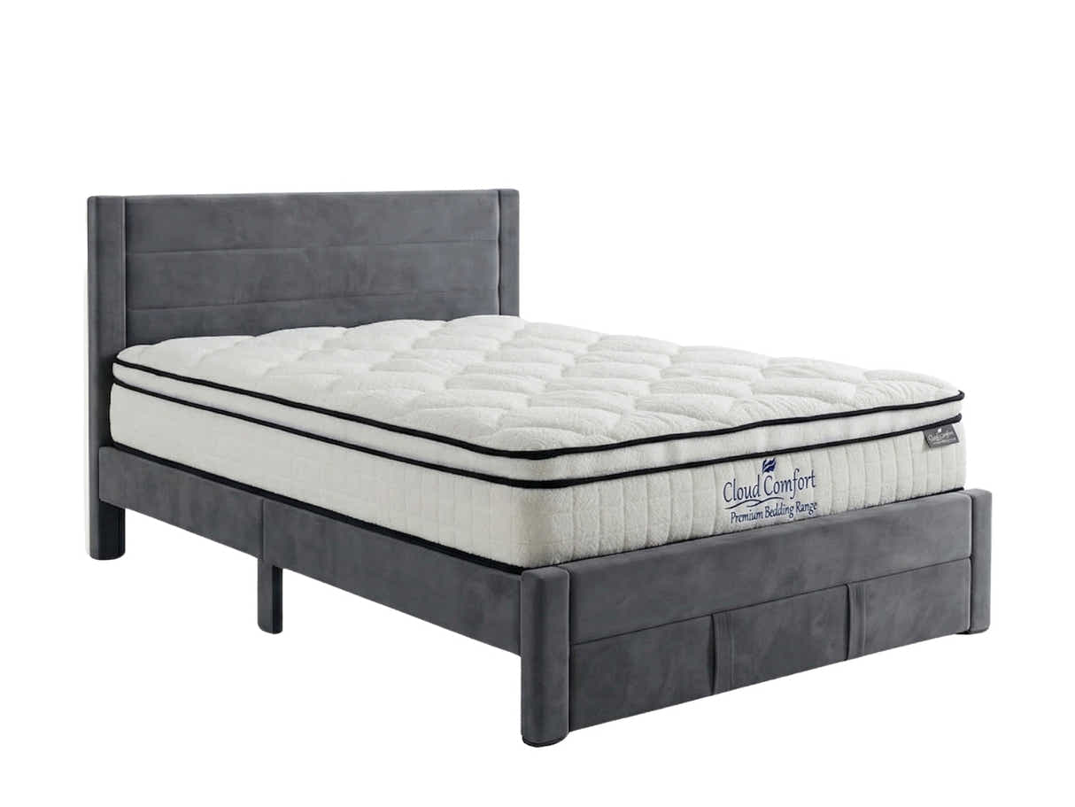 Heloise Bed Frame With Drawer & Boucle22 Mattress - Queen