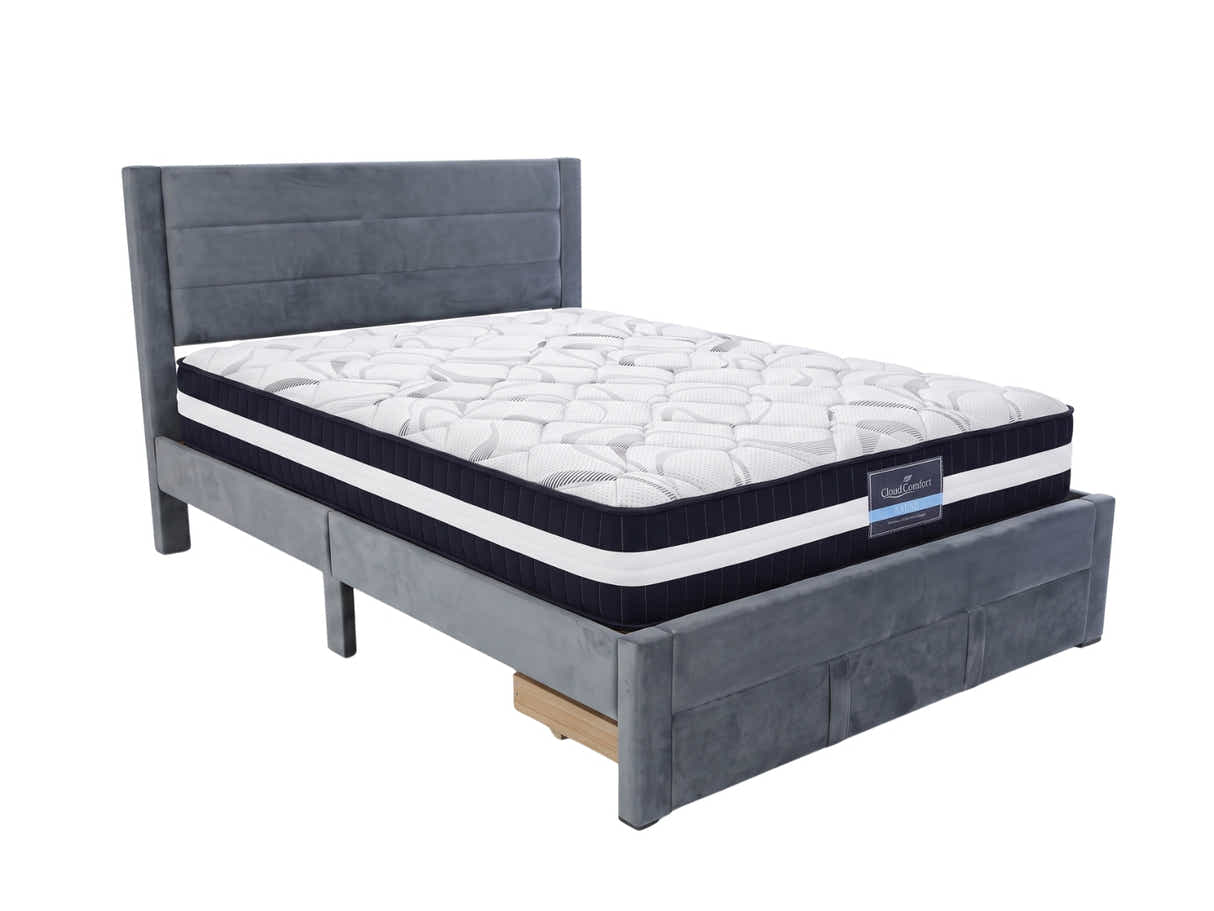 Heloise Bed Frame With Drawer & L30 Mattress - Queen