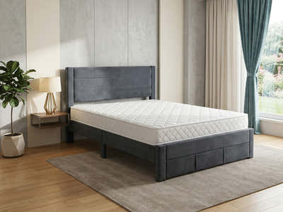 Heloise Bed Frame With Drawer & Bon15 Mattress - Queen