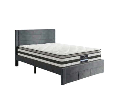 Heloise Bed Frame With Drawer & Bon21 Mattress - Queen