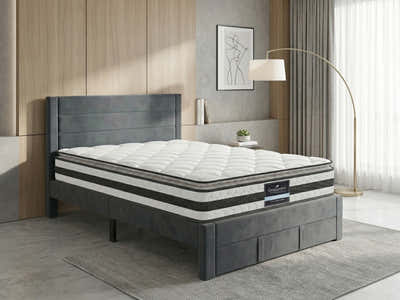 Heloise Bed Frame With Drawer & Bon21 Mattress - Queen
