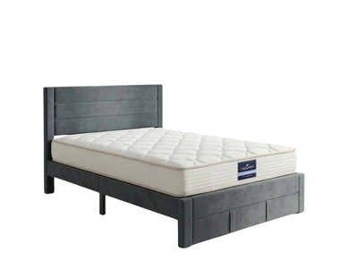 Heloise Bed Frame With Drawer & PIL20 Mattress with Pillows - Queen